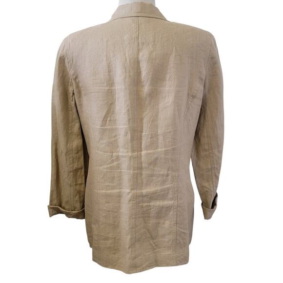 Apostrophe 100% Linen 3 Button Front Oversized Blazer Jacket Natural Fibers - Picture 3 of 9